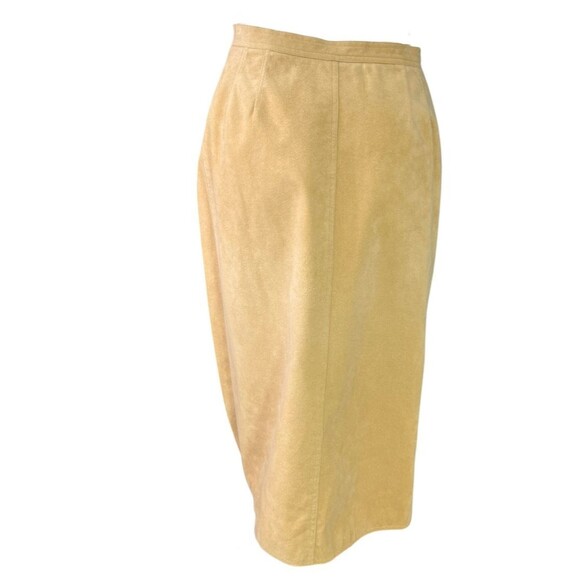 Halston Vintage 70's Beige Tan Ultrasuede Wrap Skirt A-Line High Waist Size S - Picture 8 of 10